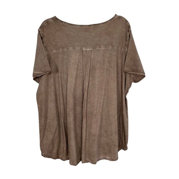 Workshop Republic Cotton Garment Dyed Short Sleeve Tan Pleat-Back Tee 3X Grunge - Picture 3 of 11